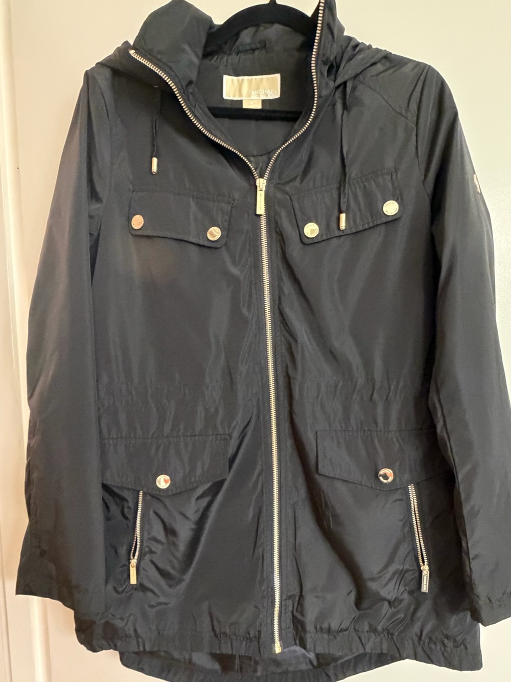 Women’s Black Hooded Michael Michael Kors Jacket - Lightweight Raincoat